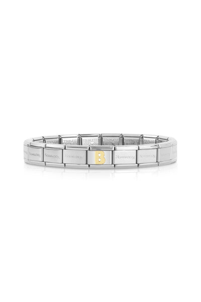 Composable Classic Dekoratif Link - Harfler - B harfi - (02 B) 18K Altın  - Gümüş Rengi Bileklik ile