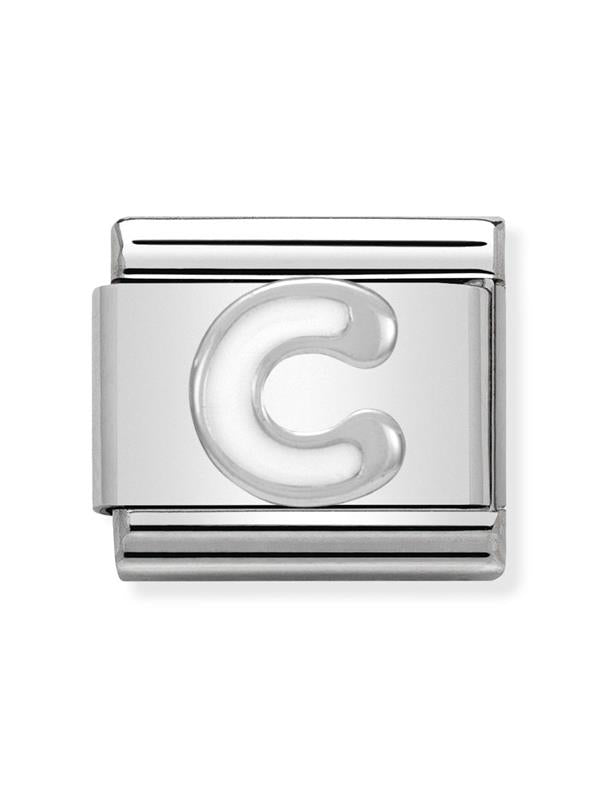 Composable Classic Dekoratif Link - Harfler Beyaz - C - (03 C) 925 Gümüş