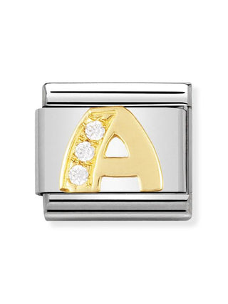 Composable Classic Dekoratif Link - Harfler CZ - A - (01 A) 18K Altın Zirkon