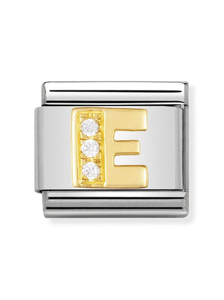 Composable Classic Dekoratif Link - Harfler CZ - E - (05 E) 18K Altın Zirkon