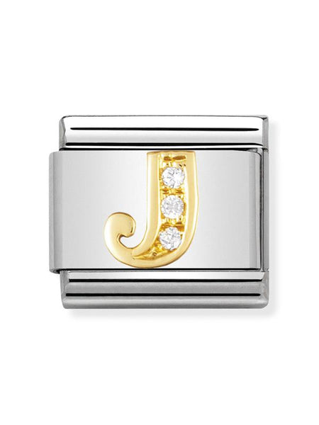 Composable Classic Dekoratif Link - Harfler CZ - J - (10 J) 18K Altın Zirkon