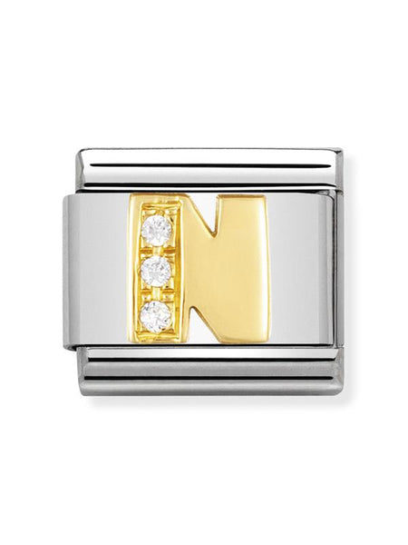 Composable Classic Dekoratif Link - Harfler CZ - N - (14 N) 18K Altın Zirkon
