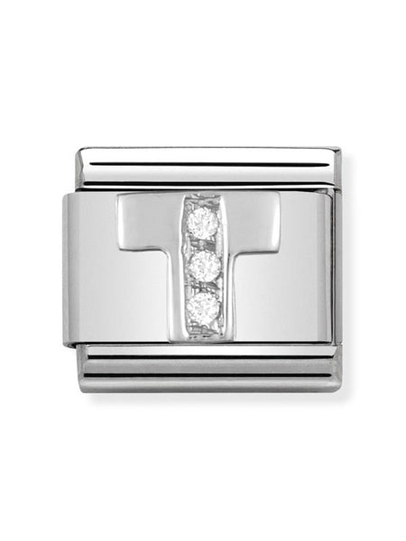 Composable Classic Dekoratif Link - Harfler CZ - T - (20 T) 925 Gümüş Zirkon