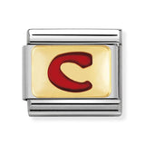Composable Classic Dekoratif Link - Harfler Kırmızı - C - (03 C) 18K Altın