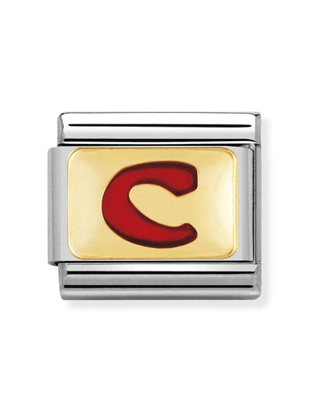 Composable Classic Dekoratif Link - Harfler Kırmızı - C - (03 C) 18K Altın