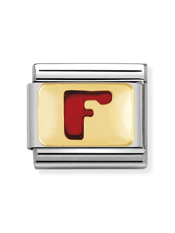 Composable Classic Dekoratif Link - Harfler Kırmızı - F - (06 F) 18K Altın