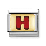 Composable Classic Dekoratif Link - Harfler Kırmızı - H - (08 H) 18K Altın