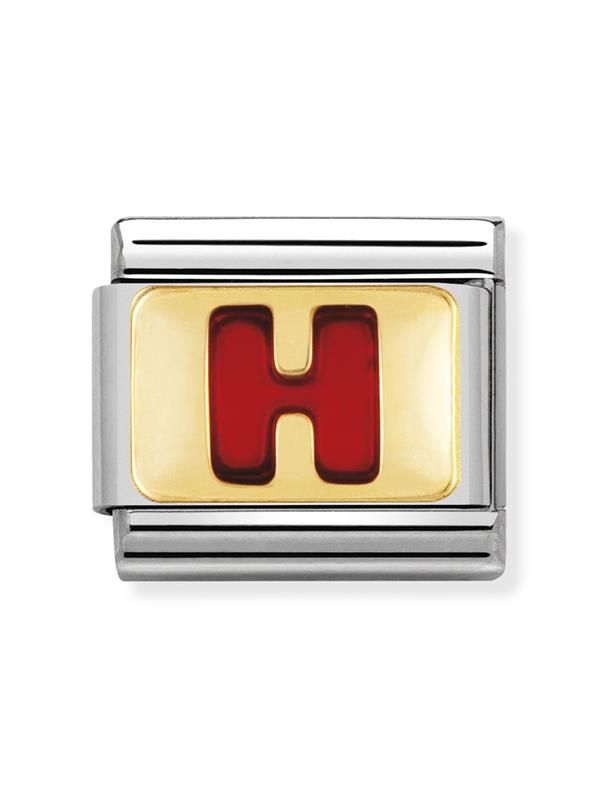 Composable Classic Dekoratif Link - Harfler Kırmızı - H - (08 H) 18K Altın