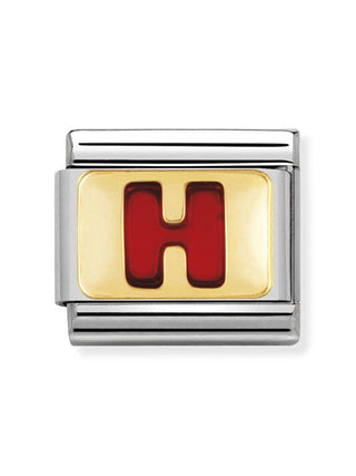 Composable Classic Dekoratif Link - Harfler Kırmızı - H - (08 H) 18K Altın