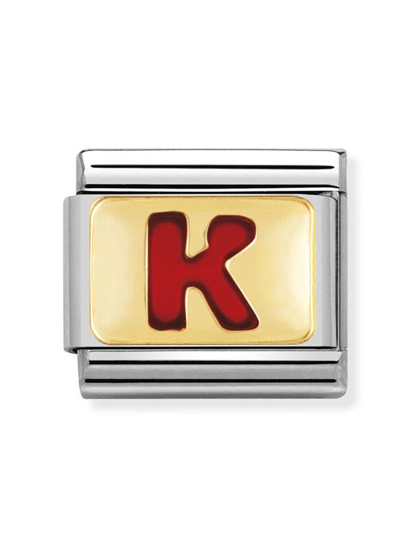 Composable Classic Dekoratif Link - Harfler Kırmızı - K - (11 K) 18K Altın