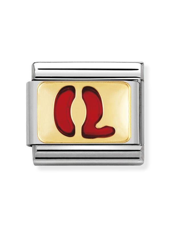 Composable Classic Dekoratif Link - Harfler Kırmızı - Q - (17 Q) 18K Altın