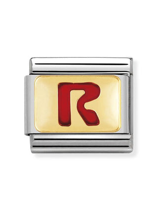 Composable Classic Dekoratif Link - Harfler Kırmızı - R - (18 R) 18K Altın