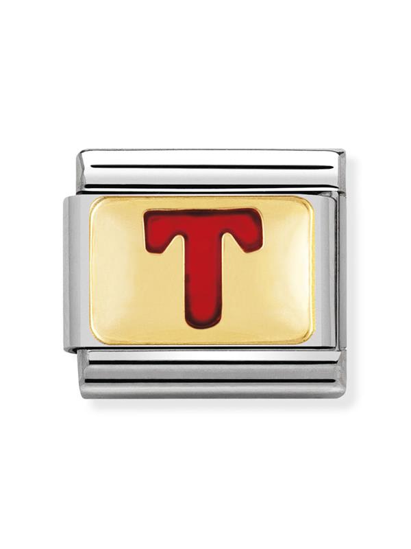 Composable Classic Dekoratif Link - Harfler Kırmızı - T - (20 T) 18K Altın