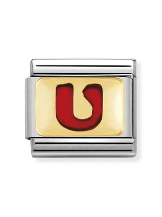Composable Classic Dekoratif Link - Harfler Kırmızı - U - (21 U) 18K Altın