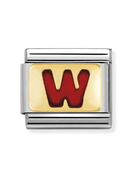 Composable Classic Dekoratif Link - Harfler Kırmızı - W - (23 W) 18K Altın