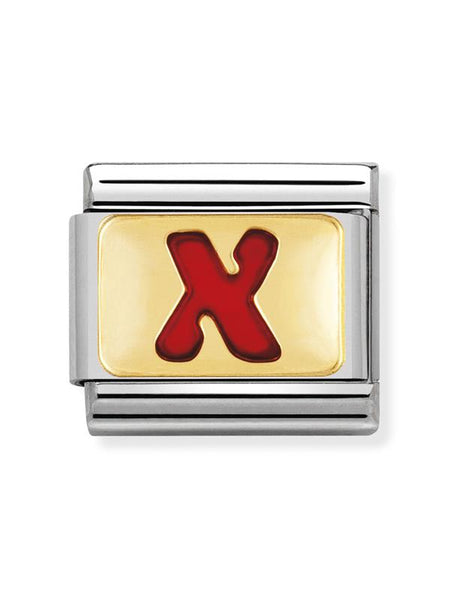 Composable Classic Dekoratif Link - Harfler Kırmızı - X - (24 X) 18K Altın
