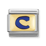 Composable Classic Dekoratif Link - Harfler Mavi - C - (03 C) 18K Altın