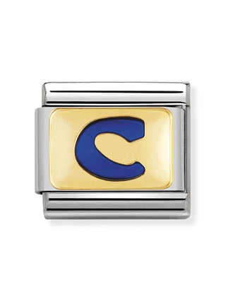 Composable Classic Dekoratif Link - Harfler Mavi - C - (03 C) 18K Altın