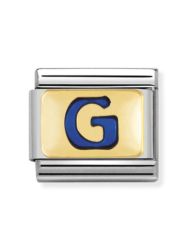 Composable Classic Dekoratif Link - Harfler Mavi - G - (07 G) 18K Altın