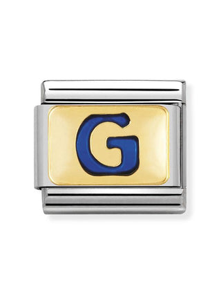 Composable Classic Dekoratif Link - Harfler Mavi - G - (07 G) 18K Altın