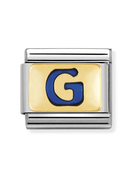 Composable Classic Dekoratif Link - Harfler Mavi - G - (07 G) 18K Altın