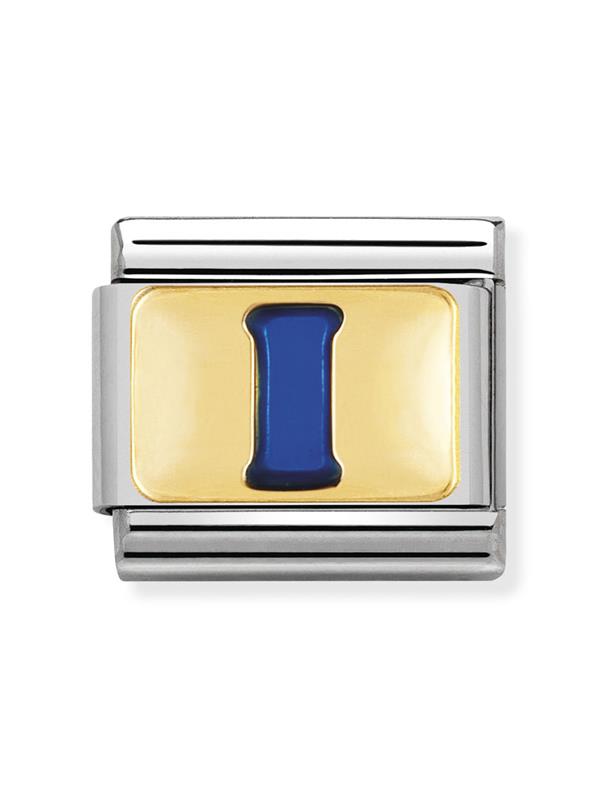 Composable Classic Dekoratif Link - Harfler Mavi - I - (09 I) 18K Altın
