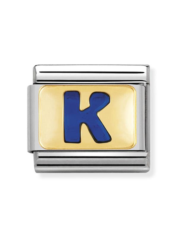 Composable Classic Dekoratif Link - Harfler Mavi - K - (11 K) 18K Altın