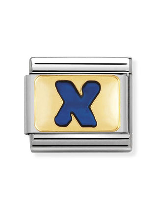 Composable Classic Dekoratif Link - Harfler Mavi - X - (24 X) 18K Altın