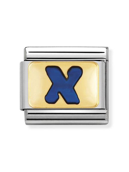 Composable Classic Dekoratif Link - Harfler Mavi - X - (24 X) 18K Altın