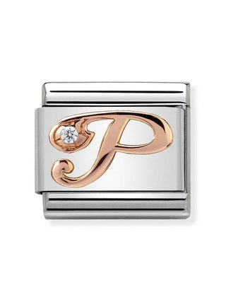 Composable Classic Dekoratif Link - Harfler - P - (16 P) 9K Rose Altın Zirkon