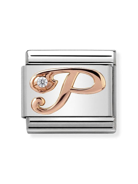 Composable Classic Dekoratif Link - Harfler - P - (16 P) 9K Rose Altın Zirkon