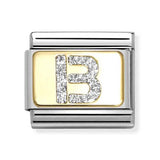 Composable Classic Dekoratif Link - Harfler Pırıltılı - B - (02 B) 18K Altın