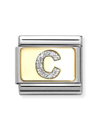 Composable Classic Dekoratif Link - Harfler Pırıltılı - C - (03 C) 18K Altın