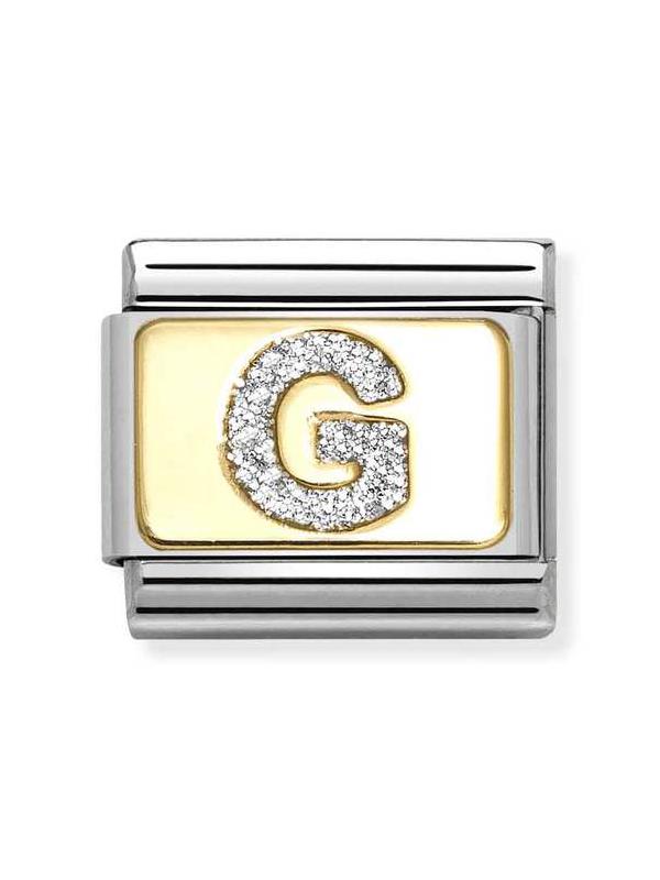 Composable Classic Dekoratif Link - Harfler Pırıltılı - G - (07 G) 18K Altın