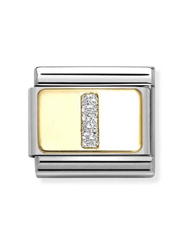 Composable Classic Dekoratif Link - Harfler Pırıltılı - I - (09 I) 18K Altın