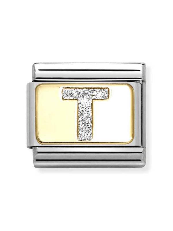 Composable Classic Dekoratif Link - Harfler Pırıltılı - T - (20 T) 18K Altın