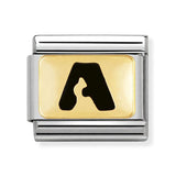 Composable Classic Dekoratif Link - Harfler Siyah - A - (01 A) 18K Altın