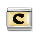 Composable Classic Dekoratif Link - Harfler Siyah - C - (03 C) 18K Altın
