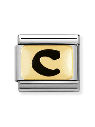 Composable Classic Dekoratif Link - Harfler Siyah - C - (03 C) 18K Altın
