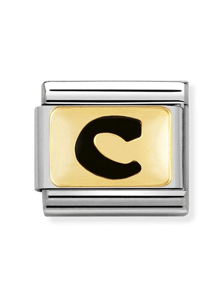 Composable Classic Dekoratif Link - Harfler Siyah - C - (03 C) 18K Altın