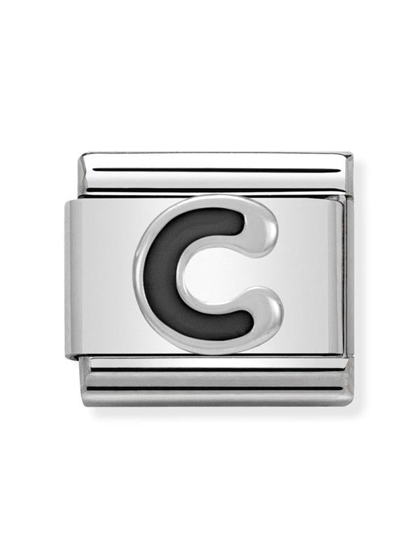 Composable Classic Dekoratif Link - Harfler Siyah - C - (03 C) 925 Gümüş