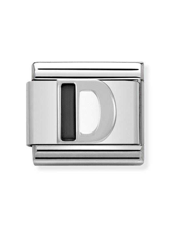 Composable Classic Dekoratif Link - Harfler Siyah - D - (04 D) 925 Gümüş