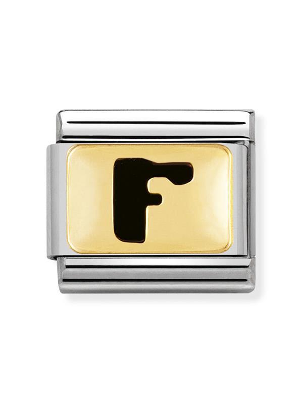 Composable Classic Dekoratif Link - Harfler Siyah - F - (06 F) 18K Altın
