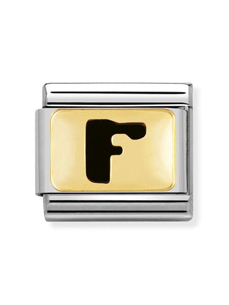 Composable Classic Dekoratif Link - Harfler Siyah - F - (06 F) 18K Altın