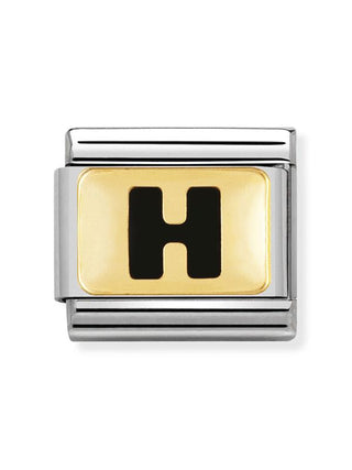 Composable Classic Dekoratif Link - Harfler Siyah - H - (08 H) 18K Altın