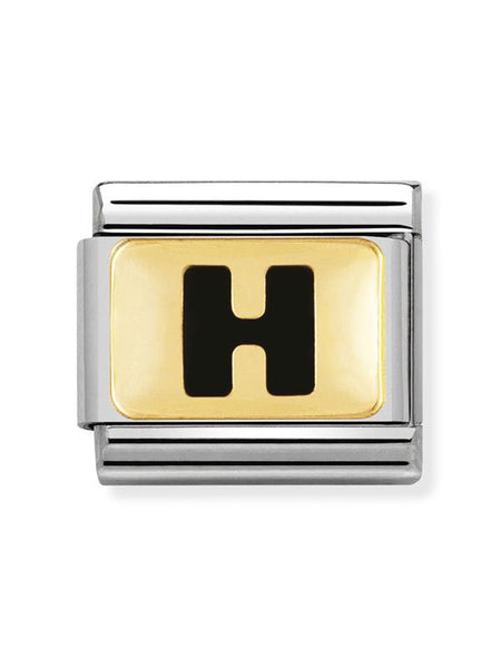 Composable Classic Dekoratif Link - Harfler Siyah - H - (08 H) 18K Altın