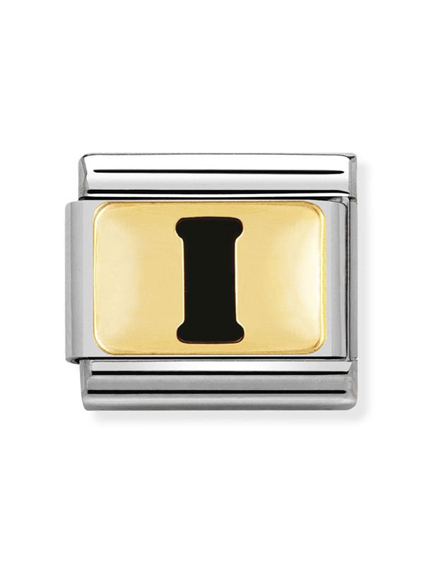 Composable Classic Dekoratif Link - Harfler Siyah - I - (09 I) 18K Altın