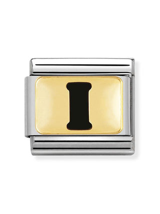 Composable Classic Dekoratif Link - Harfler Siyah - I - (09 I) 18K Altın