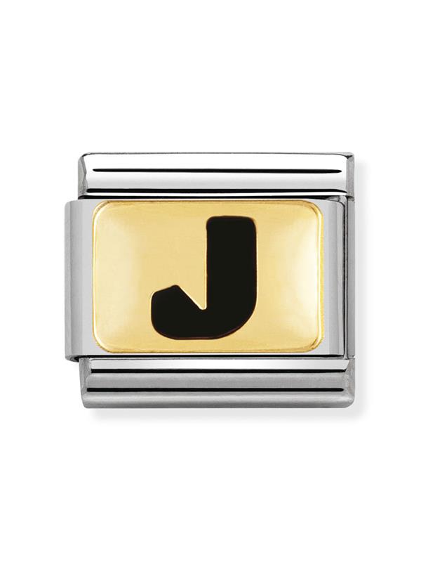 Composable Classic Dekoratif Link - Harfler Siyah - J - (10 J) 18K Altın