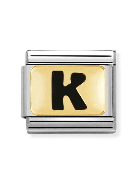 Composable Classic Dekoratif Link - Harfler Siyah - K - (11 K) 18K Altın